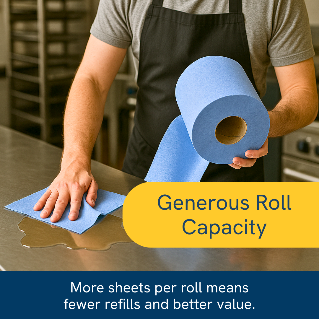 Phoenix Essentials – Wholesale Pallet Offer: 50m 2-Ply Blue Centrefeed Roll - 6 Rolls Per Case x 84 Cases