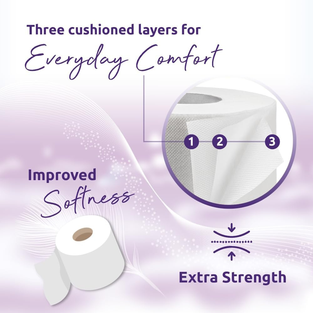 120 Rolls Soft Supreme Luxury Quilted 3 Ply Lavender-Fragranced Toilet Rolls