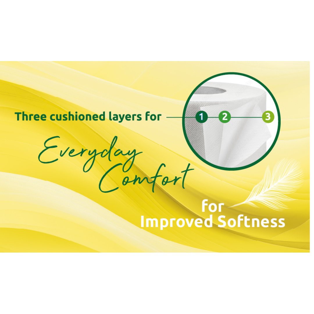 45 Rolls Soft Supreme Luxury Quilted 3 Ply Lemon-Fragranced Toilet Rolls