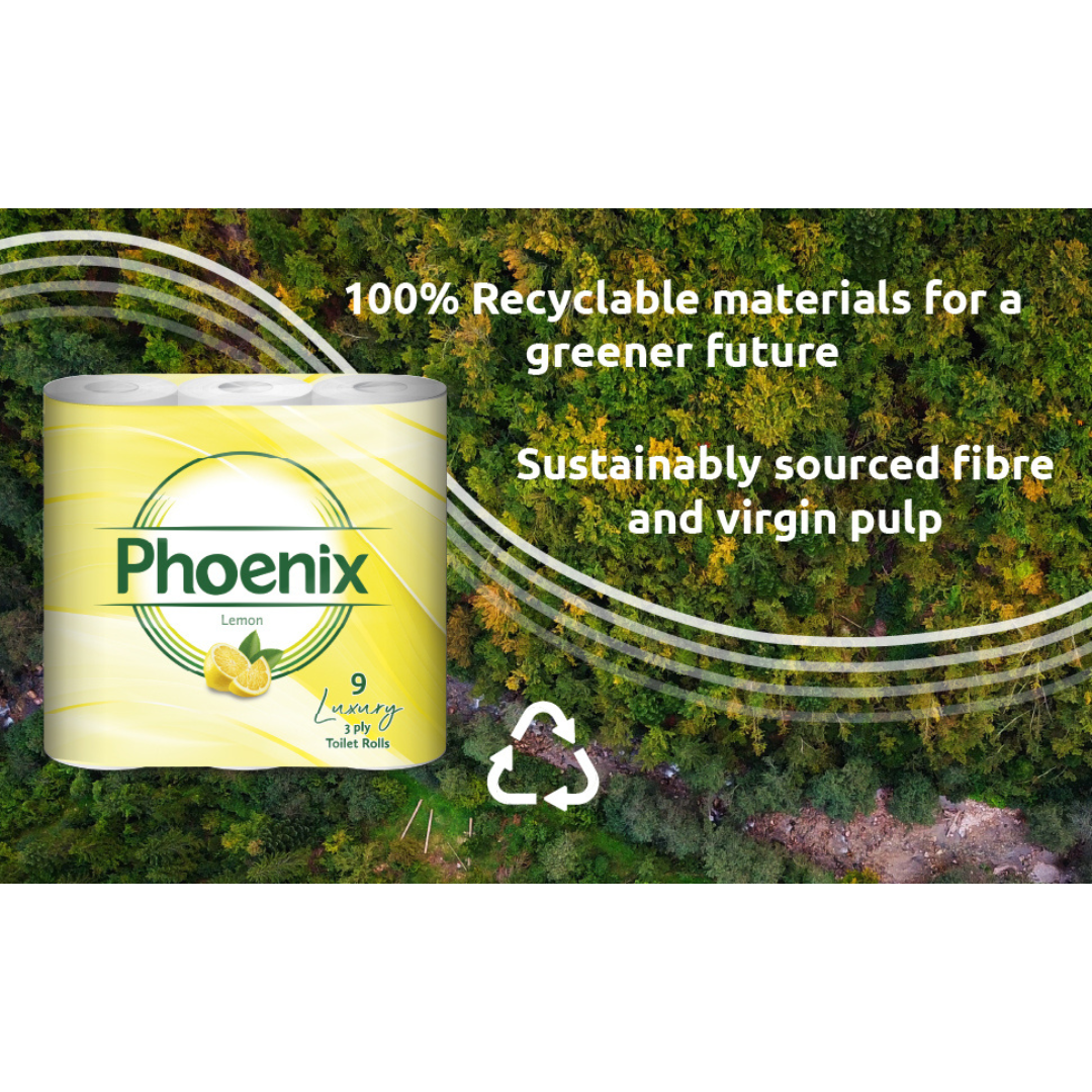 Pallet – Phoenix 3-Ply Lemon Toilet Rolls | 2,520 Rolls (45 Rolls x 56 Cases)