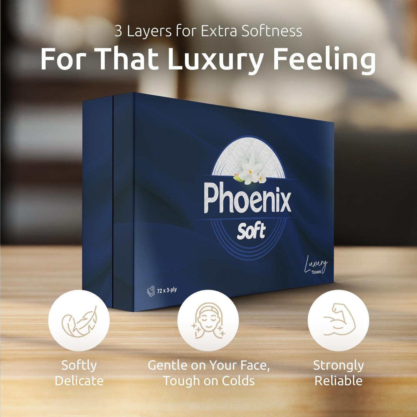 Phoenix Premium – Wholesale Pallet Offer: Soft Supreme Luxury 3 Ply Facial Tissues 24 Boxes Per Case x 40 Cases
