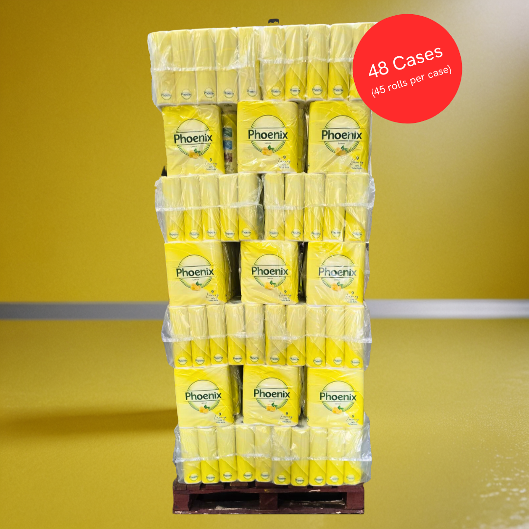 Pallet – Phoenix 3-Ply Lemon Toilet Rolls | 2,160 Rolls (45 Rolls x 48 Cases)