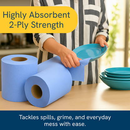 Phoenix 2-Ply Blue Centre Feed Rolls | 12 Pack 50m (250 Sheets Per Roll)