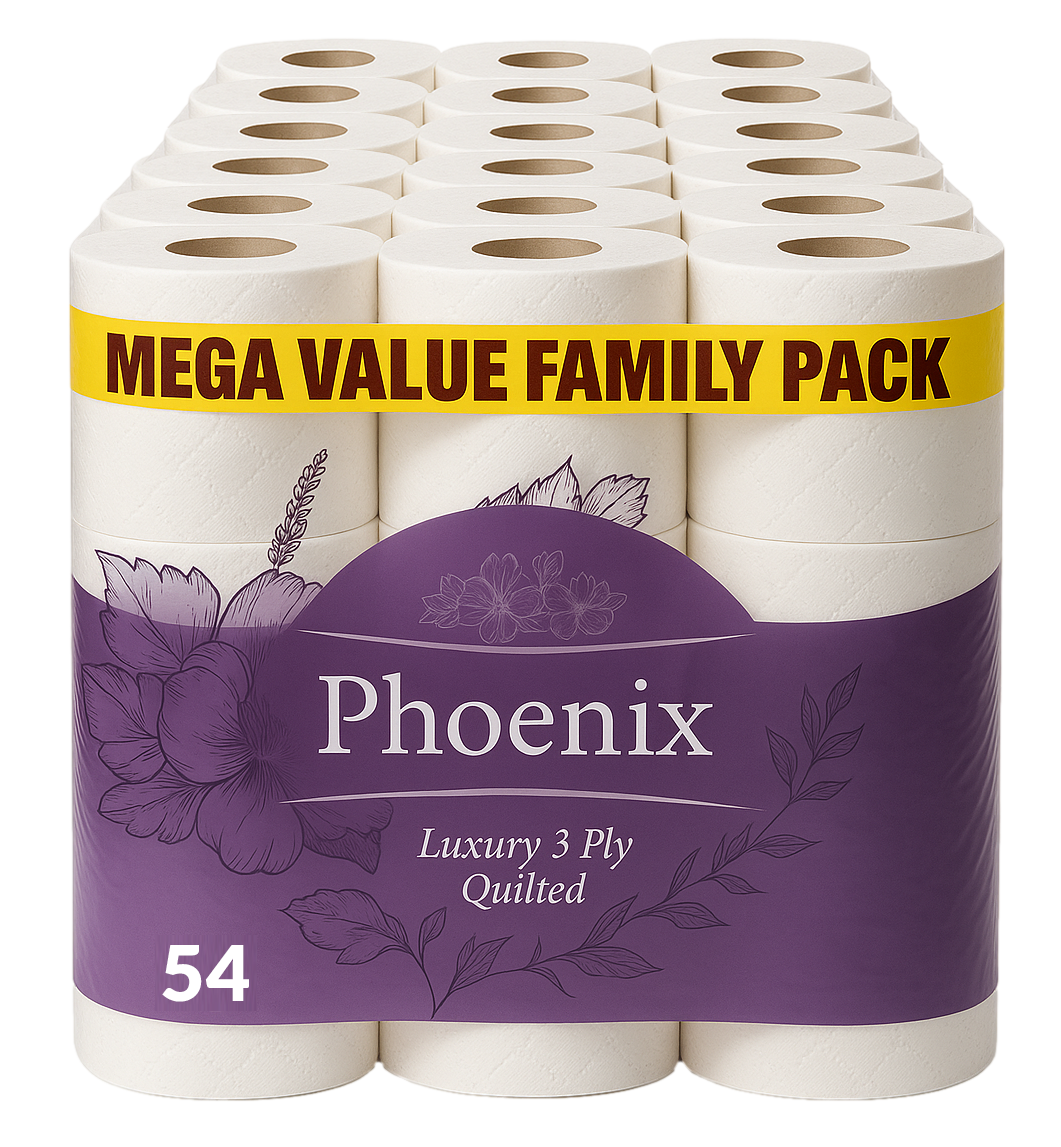 Phoenix Soft Supreme 3-Ply Quilted Toilet Rolls | 54 Pack – Luxury Comfort, Long-Lasting, UK-Made