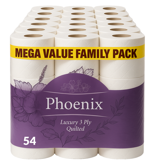 Phoenix Soft Supreme 3-Ply Quilted Toilet Rolls | 54 Pack – Luxury Comfort, Long-Lasting, UK-Made