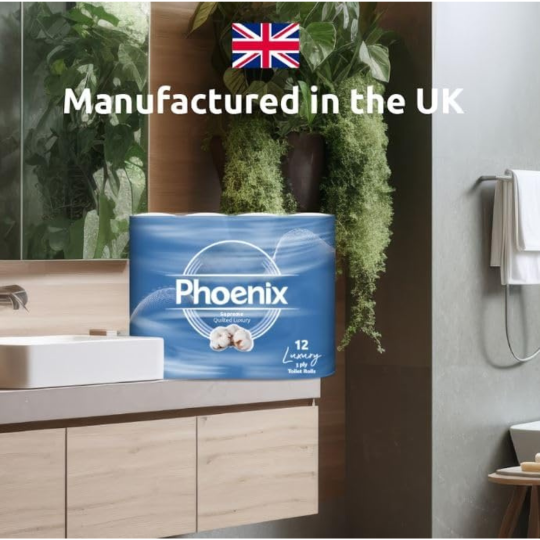 Phoenix Soft 3-Ply Toilet Rolls | 72 Pack Quilted, UK Made