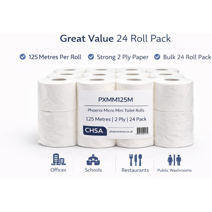 Phoenix Micro Mini Toilet Rolls – 125m, 2 Ply, 24 Pack