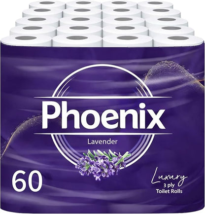 60 Rolls Soft Supreme Luxury Quilted 3 Ply Lavender-Fragranced Toilet Rolls