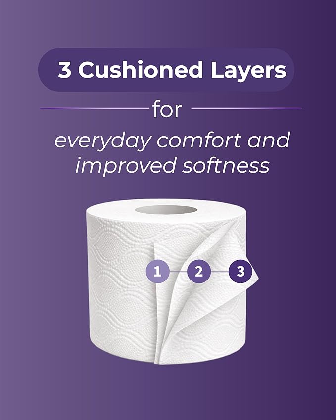60 Rolls Soft Supreme Luxury Quilted 3 Ply Lavender-Fragranced Toilet Rolls