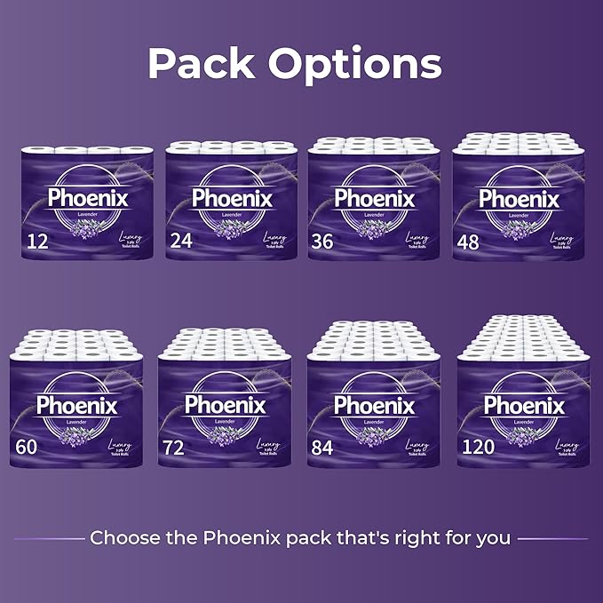 60 Rolls Soft Supreme Luxury Quilted 3 Ply Lavender-Fragranced Toilet Rolls