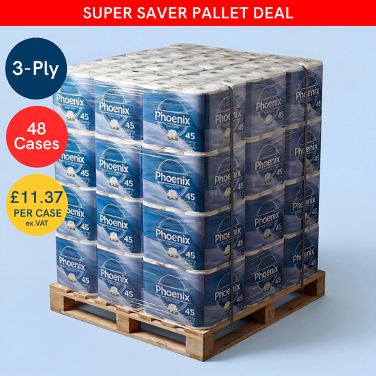 Pallet – Phoenix 3-Ply Non-Fragranced Toilet Rolls | 2,160 Rolls (45 Rolls x 48 Cases)
