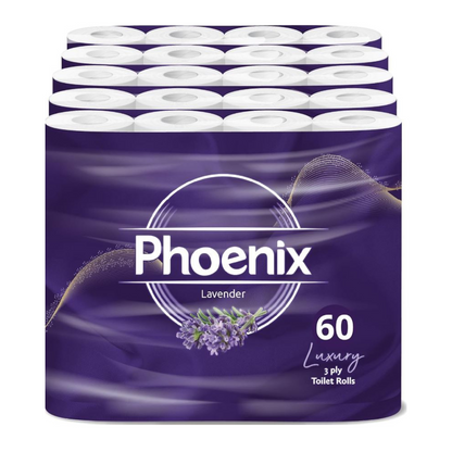 60 Rolls Soft Supreme Luxury Quilted 3 Ply Lavender-Fragranced Toilet Rolls