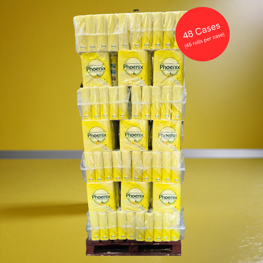 Pallet – Phoenix 3-Ply Lemon Toilet Rolls | 2,160 Rolls (45 Rolls x 48 Cases)
