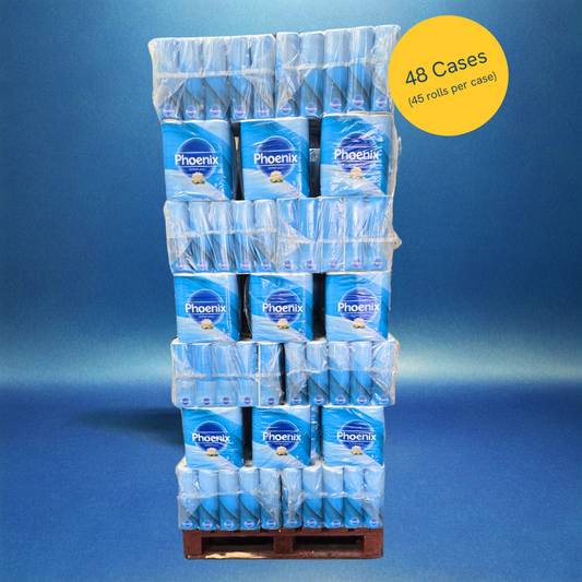 Pallet – Phoenix 3-Ply Non-Fragranced Toilet Rolls | 2,160 Rolls (45 Rolls x 48 Cases)