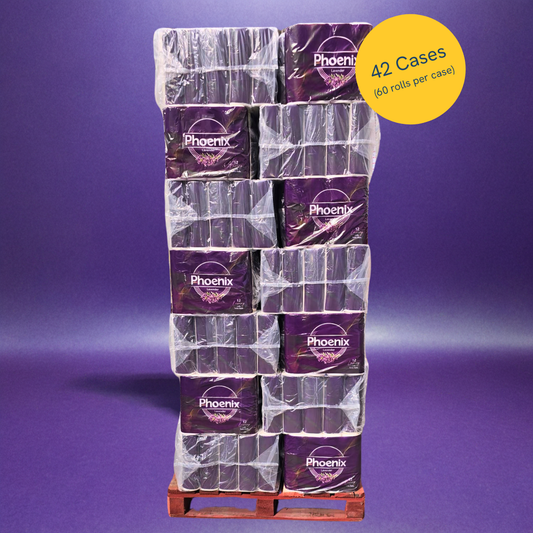 Pallet – Phoenix 3-Ply Lavender Toilet Rolls | 2,520 Rolls (12 Packs x 42 Cases)