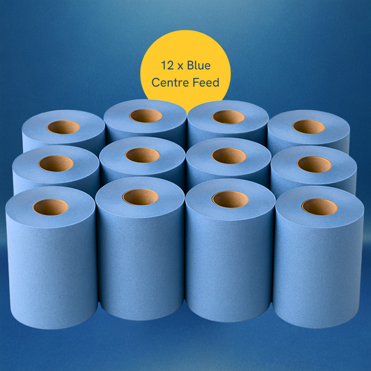 Phoenix 2-Ply Blue Centre Feed Rolls | 12 Pack 50m (250 Sheets Per Roll)