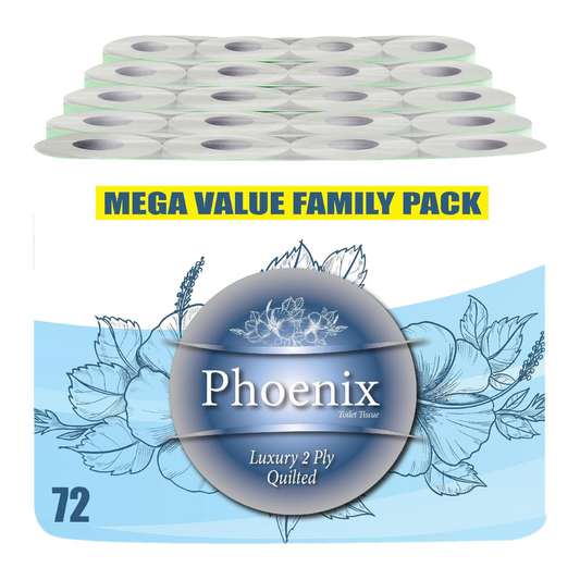 Phoenix Quilted 2-Ply Soft White Toilet Rolls | 72 Pack (150 Sheets per Roll)