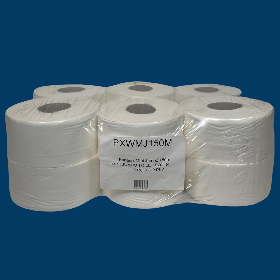 Phoenix Mini Jumbo 2-Ply Toilet Rolls | 12 Pack (150m, Soft & Absorbent)