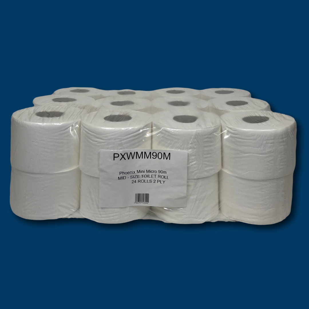 Phoenix Mini Micro 2-Ply 90m Toilet Rolls | 24 Pack (529 Sheets per Roll)