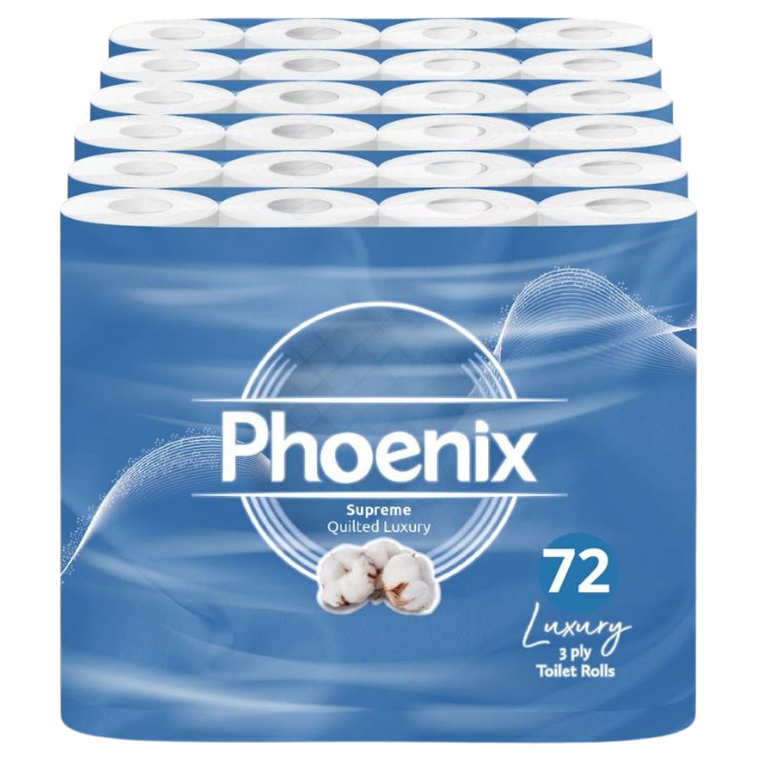 Phoenix Soft 3-Ply Toilet Rolls | 72 Pack Quilted, UK Made