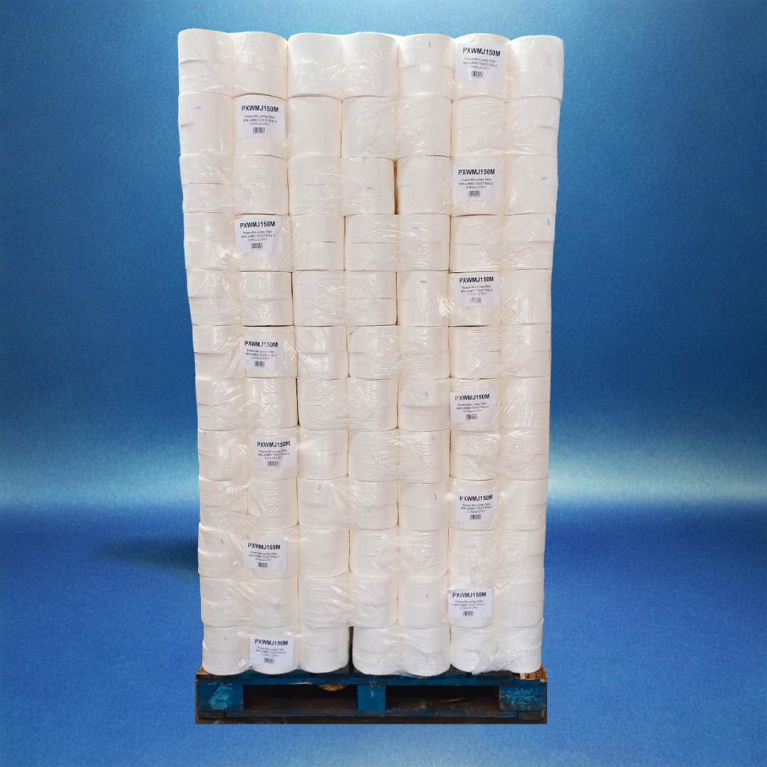 Phoenix Essentials – Wholesale Pallet Offer: Mini Jumbo 2 Ply 12 Toilet Rolls Per Case x 84 Cases